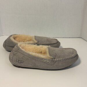UGG Australia Suede Sheepskin Moccasin Slippers Gray Women’s US 9 EU 40